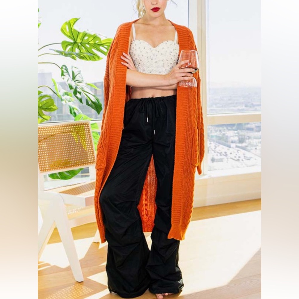 Long Relax Fit Fabulous Knit Cardigan With Pockets